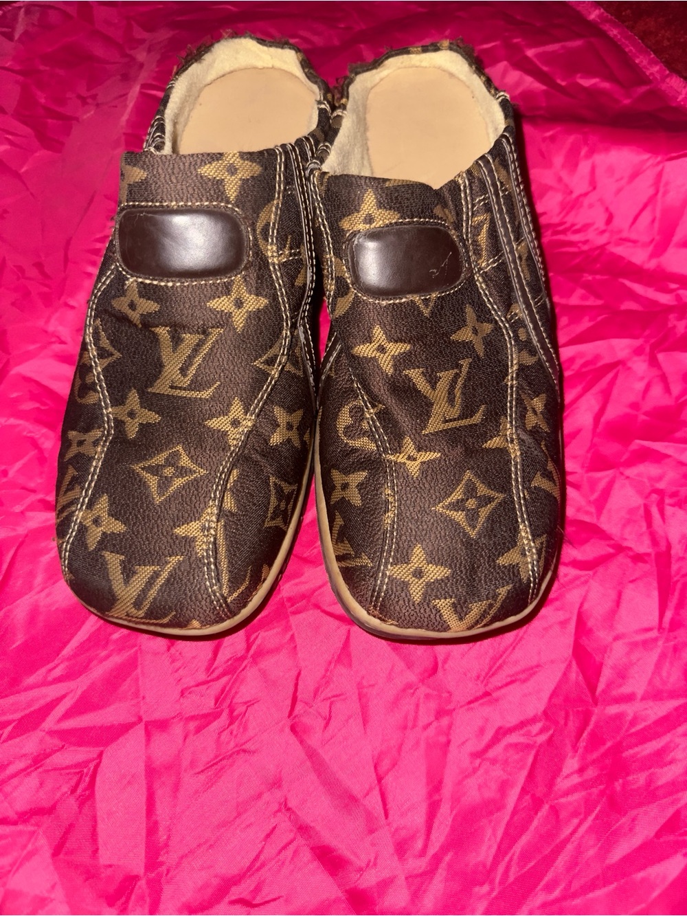 Upcycled - Recreated Louis Vuitton Brown & Tan Monogram Slip-On Clogs